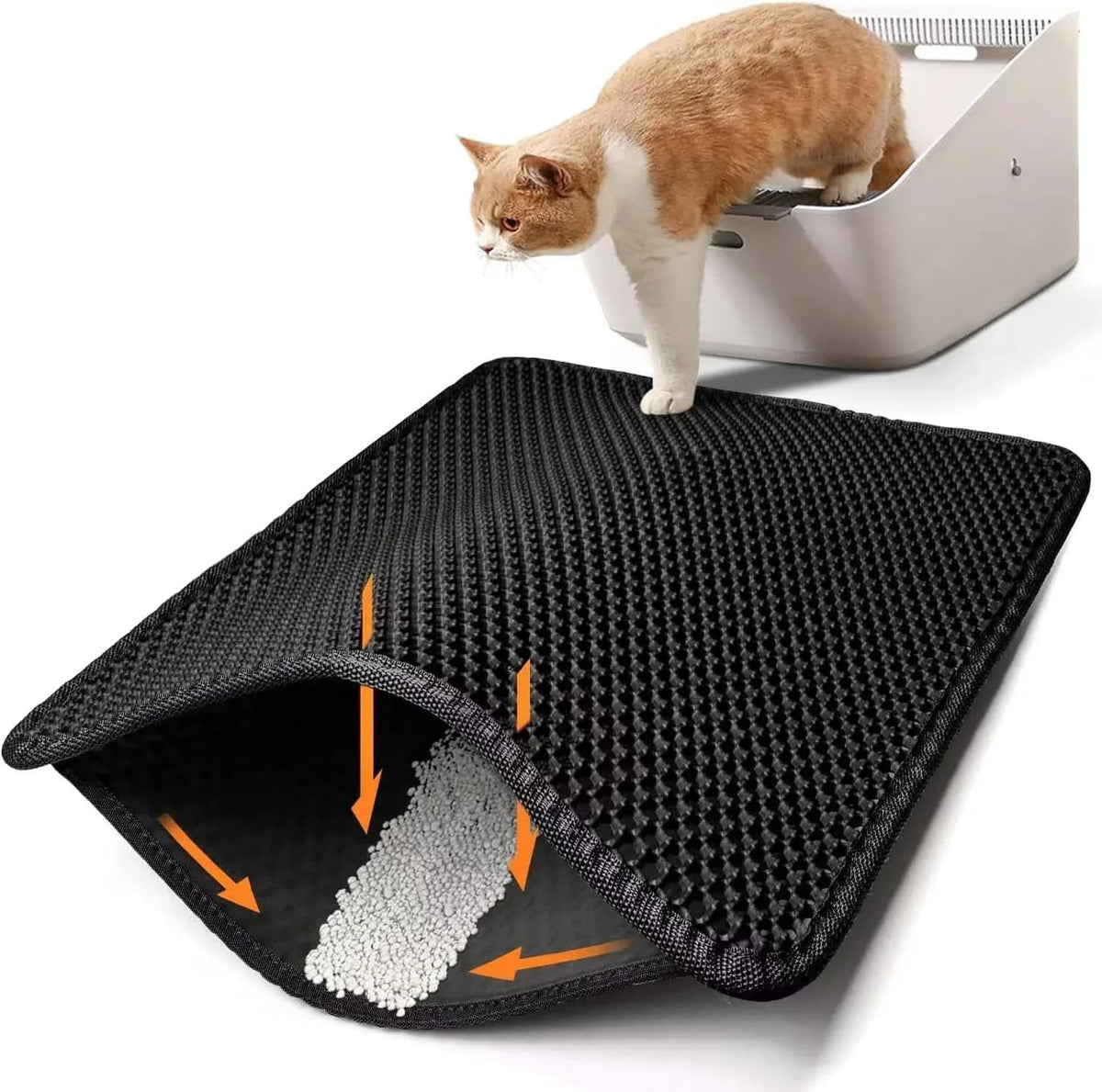 Cat Litter Trapping Mat – Honeycomb Design, Waterproof Base